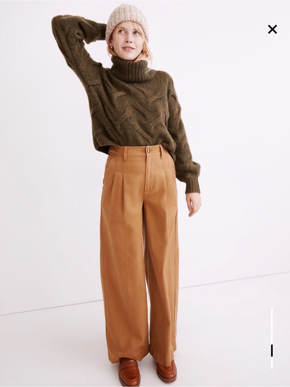 Madewell Olive Cable Knit Turtleneck Sweater - Women